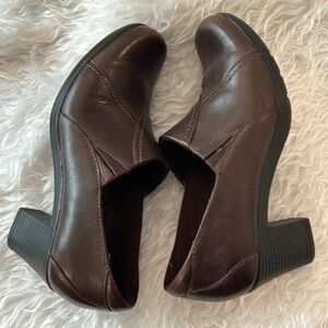 Clarks Bendables Brown Leather Shoes chunky Heel Excellent condition 8